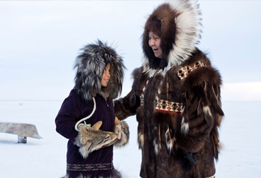 Young Alaska Native Boy with Elder