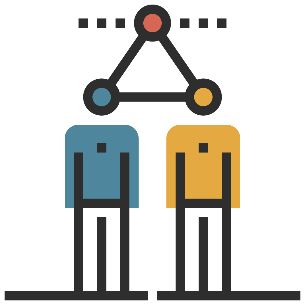 Icon two figures connected representing AI