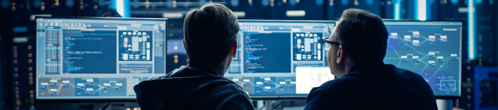two men at computer terminal