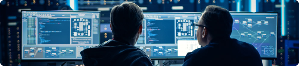 two men at computer terminal